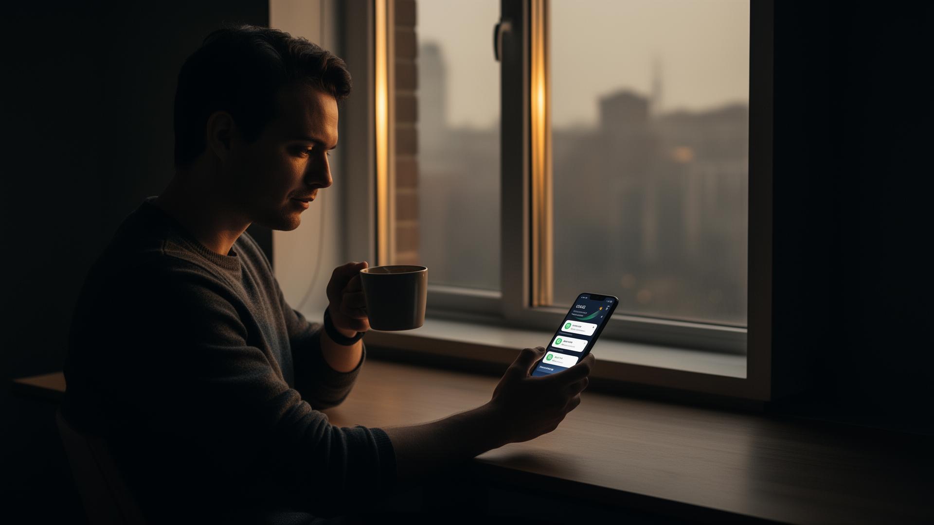 Creator watching sales notifications come in at dawn